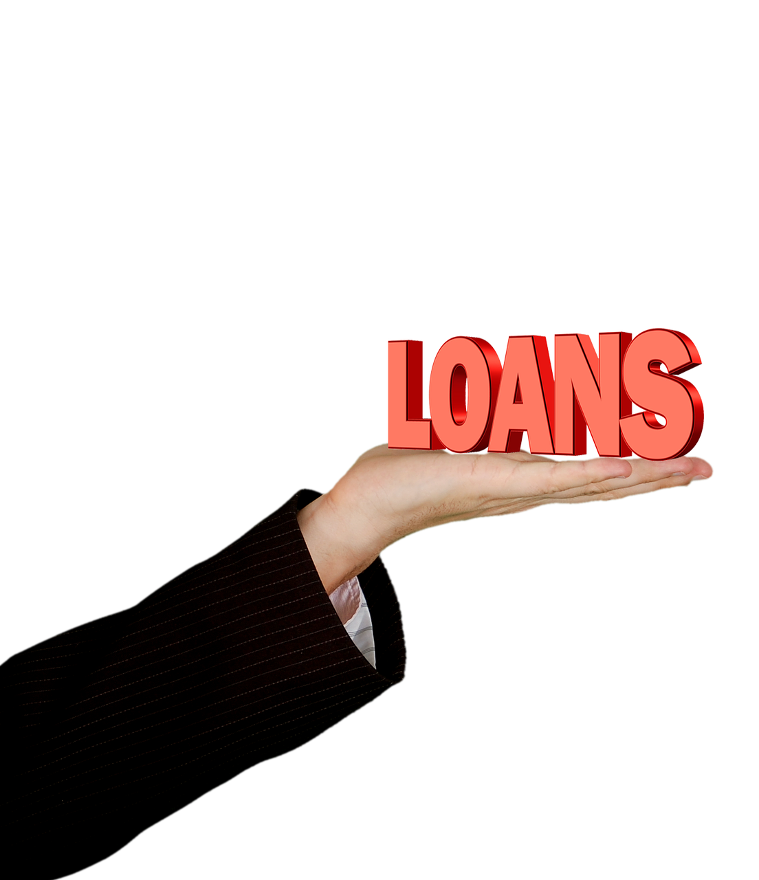Image of a hand holding a LOANS Sign